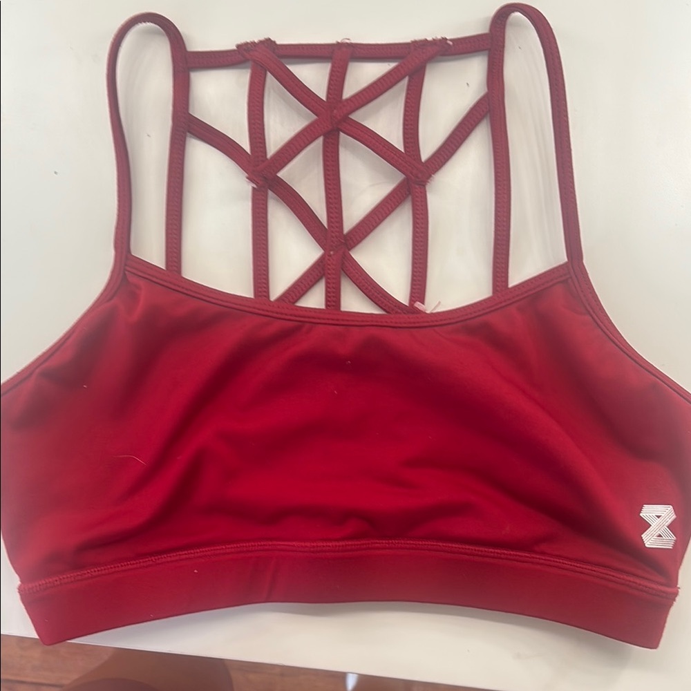 Women's Red Strappy Sports Bra